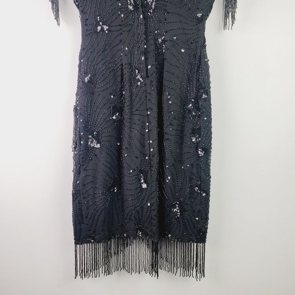 Vtg 80s Stenay Flapper Style Full Beaded Dress Sz 2P - Picture 9 of 10